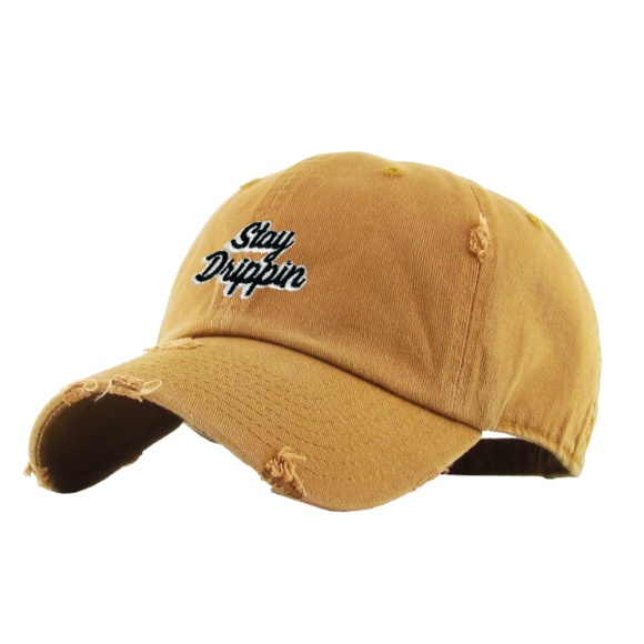 New! Men's Rustic Stay Drippin Vintage Distressed Fitted Dad Hat - Picture 1 of 3